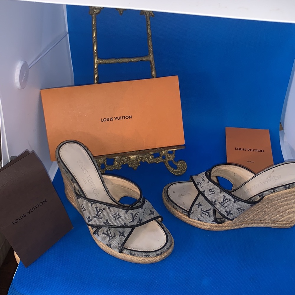 Louis Vuitton mini monogram espadrille wedges LV Toe Mule Ibiza  Date codeCA0123 - Picture 2 of 10